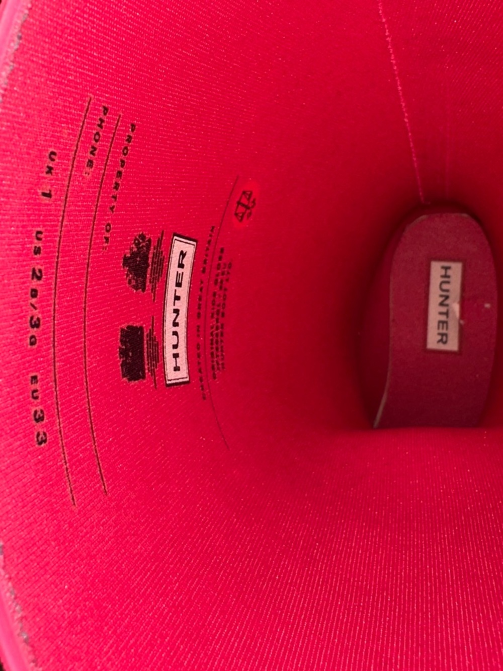 Hunter Pink Tall Rain Boots Size 2 - Picture 5 of 7